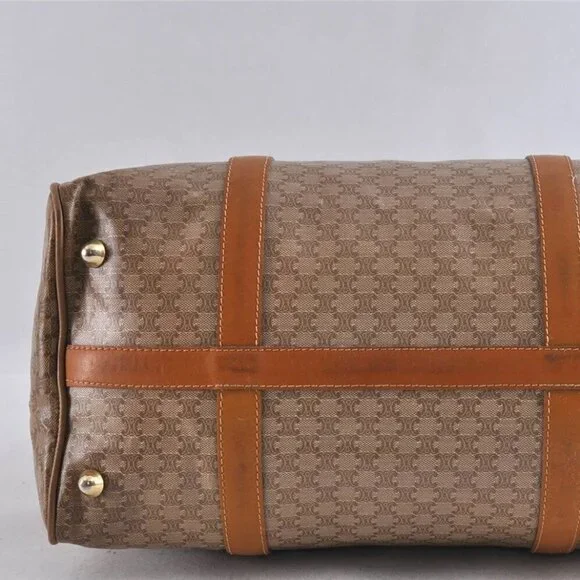 CELINE Vintage Macadam Blason Pattern Hand Boston Bag PVC Leather Beige … - Picture 5 of 12